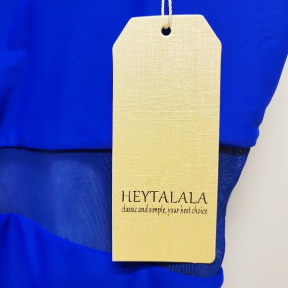 Womens One-Shoulder Blue Swimsuit  Mesh Cutouts Adjustable Straps   Size M - Picture 4 of 4